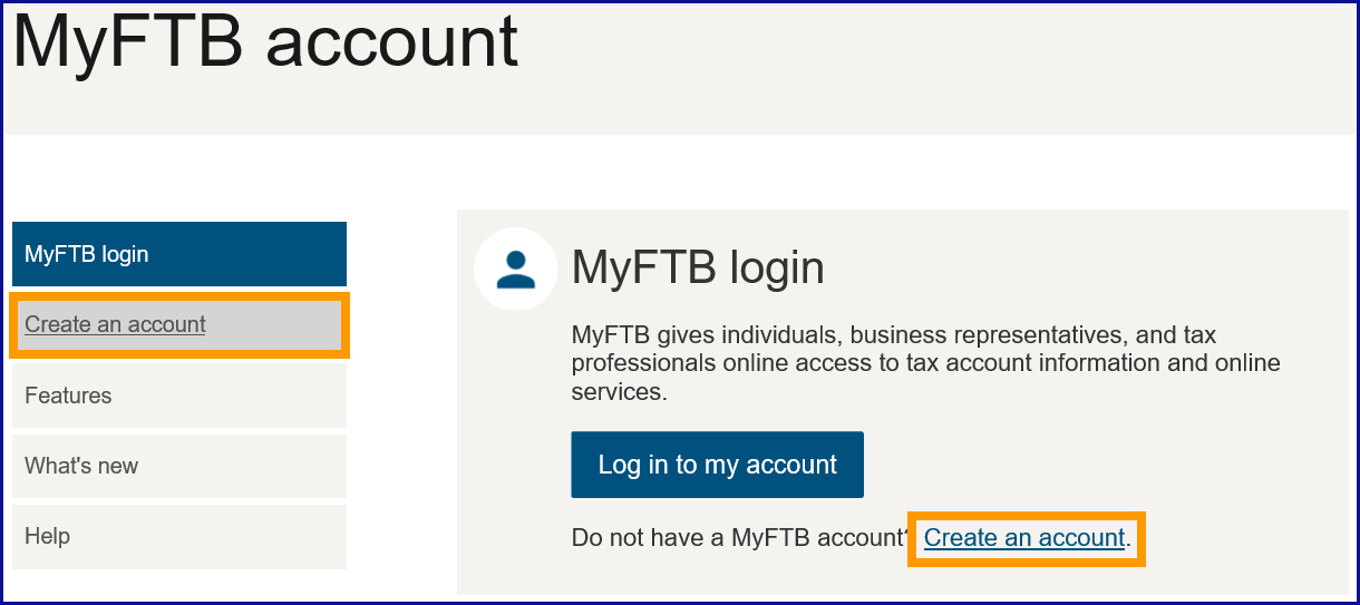 Create an account for MyFTB if you do not have one